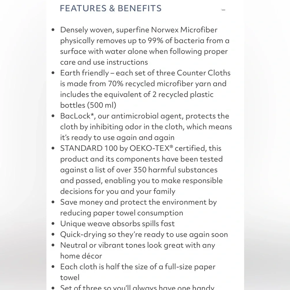 Norwex Counter Cloths in Onyx Set of 3 NWT - Picture 3 of 7